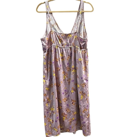 Hippie Rose Lavender Satin Floral Slip Midi Dress Fairy Babydoll Y2k Cocktail XL - Picture 13 of 13
